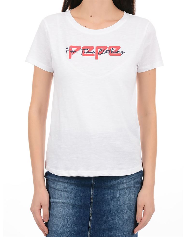 Pepe Jeans Women Casual Wear Off White T-Shirt